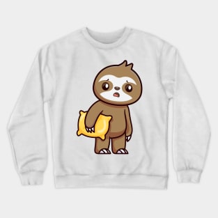 Cute Sleepy Sloth Holding Pillow Crewneck Sweatshirt